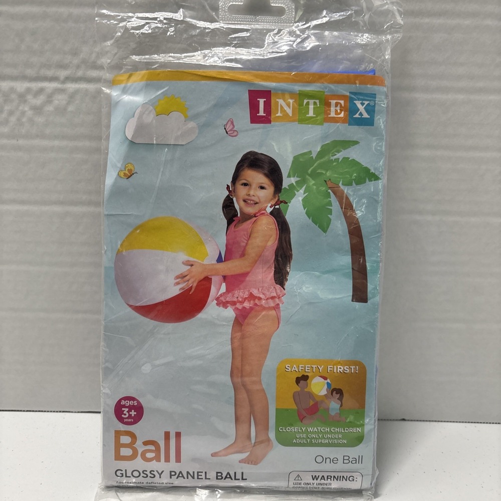 Intex Glossy Panel Inflatable Ball Multicolor Vinyl 20" Diameter New
